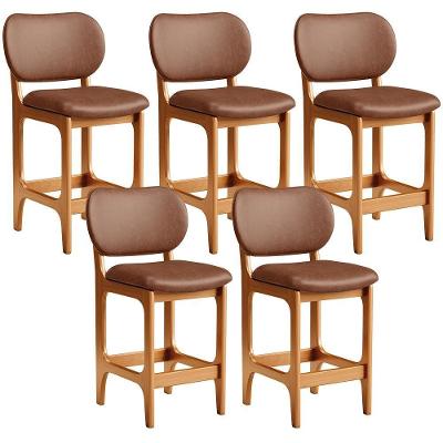 Kit 05 Banquetas Baixa Bar Cozinha E Sala De Jantar Fixa Betta L02 Imbuia Couríssimo Marrom