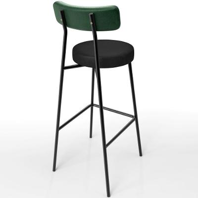 Kit 06 Banquetas Alta Milão L02 Facto Assento Courino Base Aço com Encosto Fixo Preto