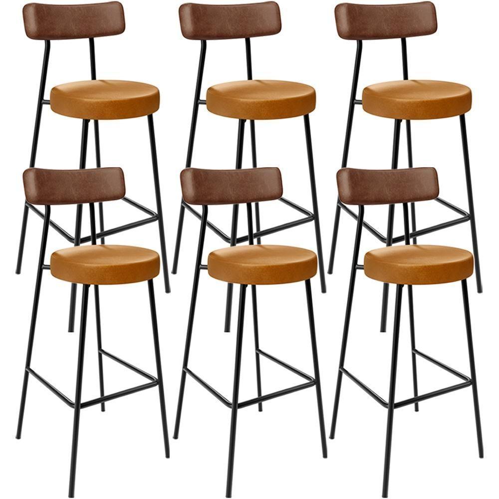 Kit 06 Banquetas Alta Bar Cozinha Sala De Jantar Milão L02 Couríssimo Marrom Whisky - Lyam Decor - 1