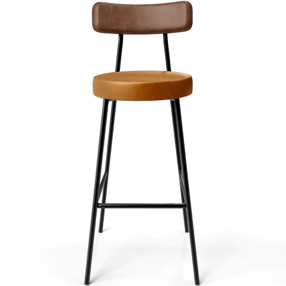 Kit 06 Banquetas Alta Bar Cozinha Sala De Jantar Milão L02 Couríssimo Marrom Whisky - Lyam Decor - 8