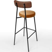 Kit 06 Banquetas Alta Bar Cozinha Sala De Jantar Milão L02 Couríssimo Marrom Whisky - Lyam Decor - 3