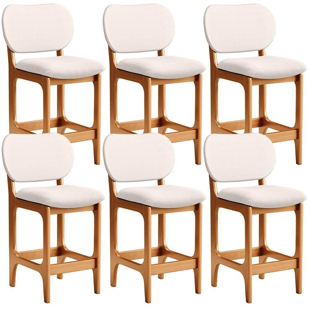 Kit 06 Banquetas Baixa Bar Cozinha E Sala De Jantar Fixa Betta L02 Imbuia Linho Cru - Lyam Decor - 1