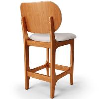 Kit 06 Banquetas Baixa Bar Cozinha E Sala De Jantar Fixa Betta L02 Imbuia Linho Cru - Lyam Decor - 3