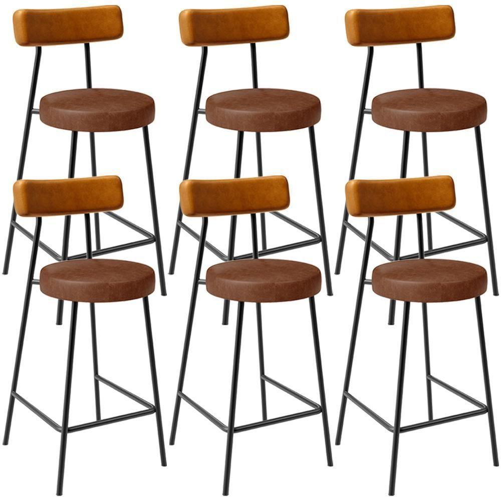 Kit 06 Banquetas Baixa Cozinha Sala Jantar Bancada Milão L02 Couríssimo Whisky Marrom - Lyam Decor - 1