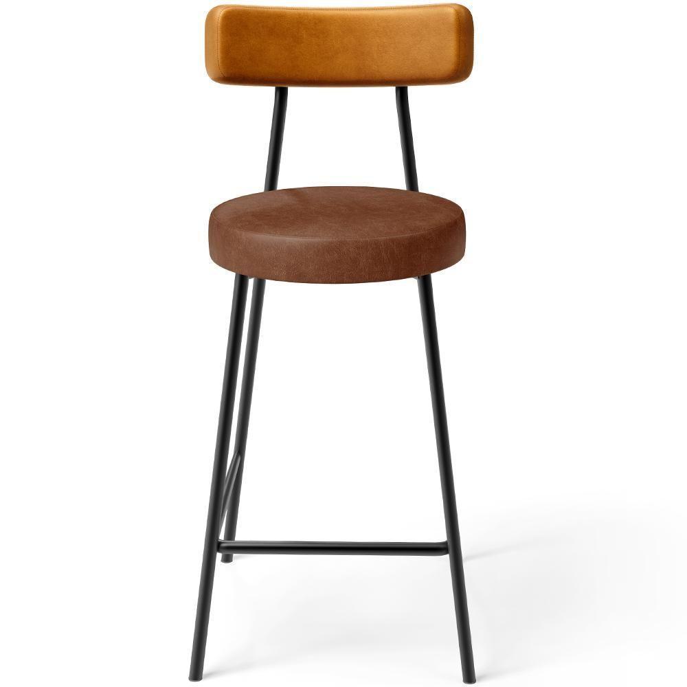 Kit 06 Banquetas Baixa Cozinha Sala Jantar Bancada Milão L02 Couríssimo Whisky Marrom - Lyam Decor - 3