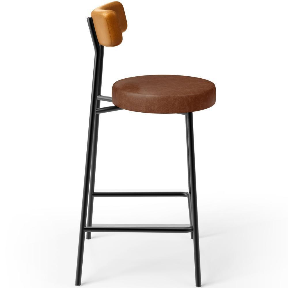 Kit 06 Banquetas Baixa Cozinha Sala Jantar Bancada Milão L02 Couríssimo Whisky Marrom - Lyam Decor - 5