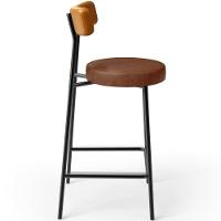 Kit 06 Banquetas Baixa Cozinha Sala Jantar Bancada Milão L02 Couríssimo Whisky Marrom - Lyam Decor - 5