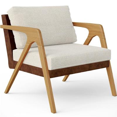 Poltrona Para Sala De Estar Pietra L02 Couríssimo Linho Marrom Bege Lyam Decor