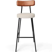 Kit 06 Banquetas Alta Bar Cozinha Sala De Jantar Milão L02 Couríssimo Camel Linho Cru - Lyam Decor - 7