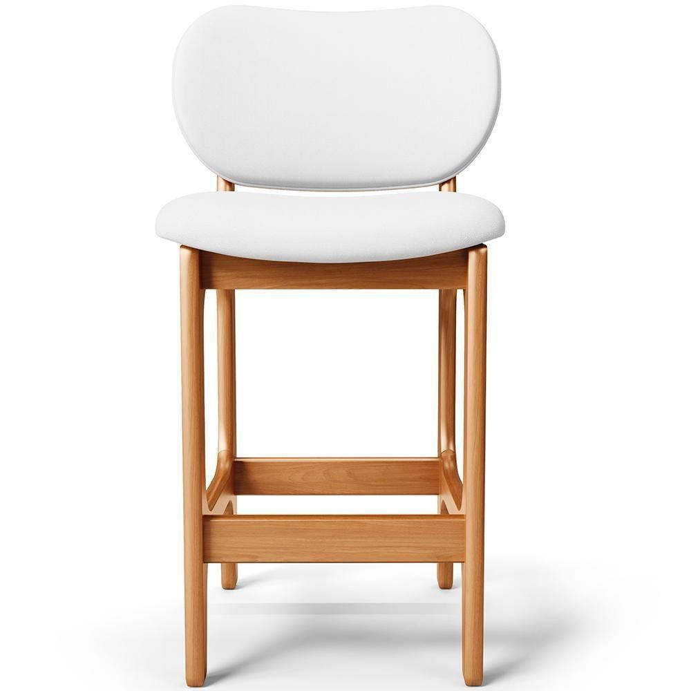 Kit 05 Banquetas Baixa Bar Cozinha E Sala De Jantar Fixa Betta L02 Imbuia Facto Branco - Lyam Decor - 5