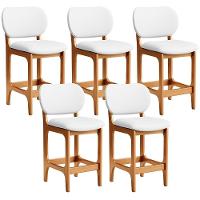 Kit 05 Banquetas Baixa Bar Cozinha E Sala De Jantar Fixa Betta L02 Imbuia Facto Branco - Lyam Decor - 1