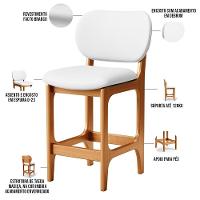 Kit 05 Banquetas Baixa Bar Cozinha E Sala De Jantar Fixa Betta L02 Imbuia Facto Branco - Lyam Decor - 2