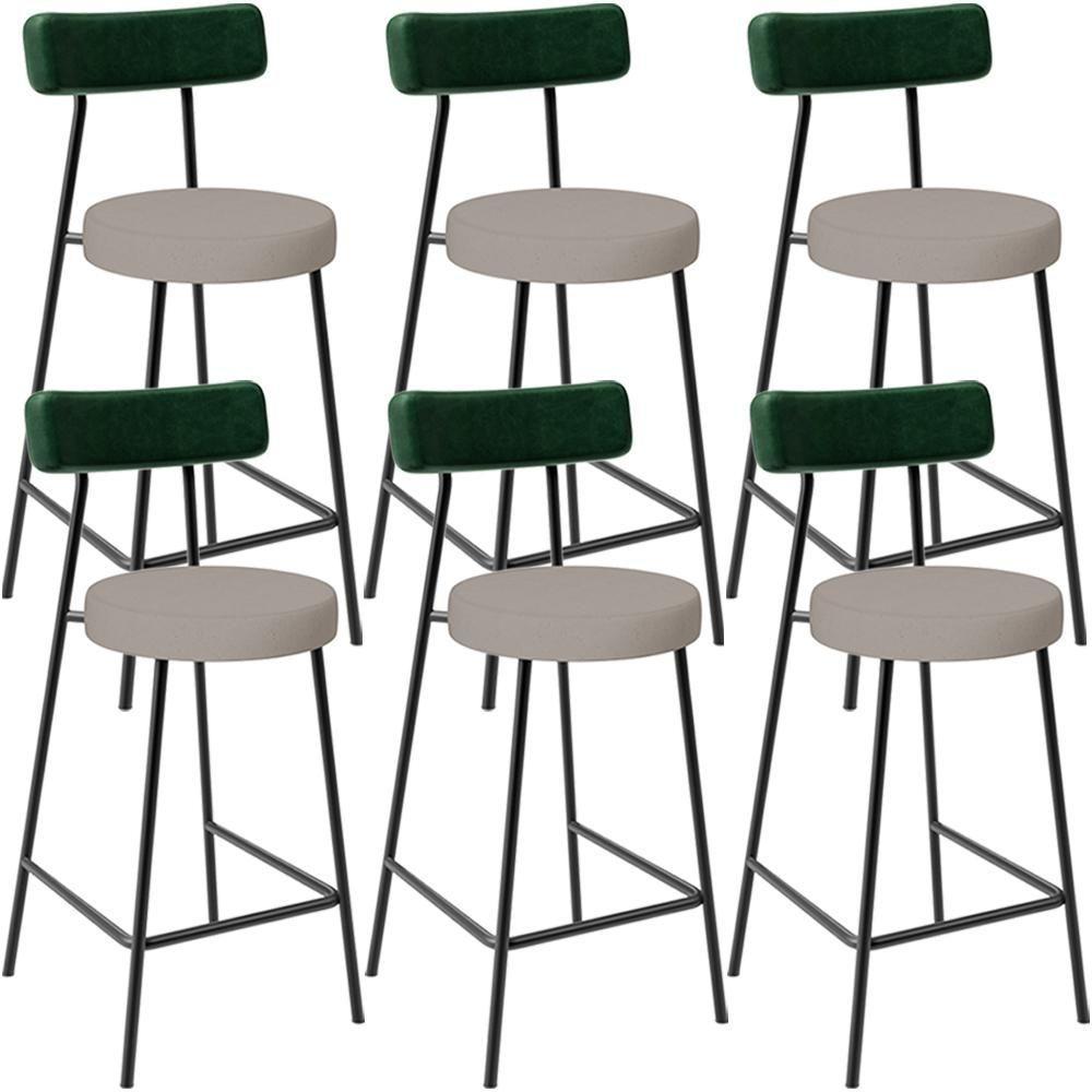 Kit 06 Banquetas Baixa Cozinha E Sala Jantar Bancada Milão L02 Facto Verde Linho Bege - Lyam Decor - 1