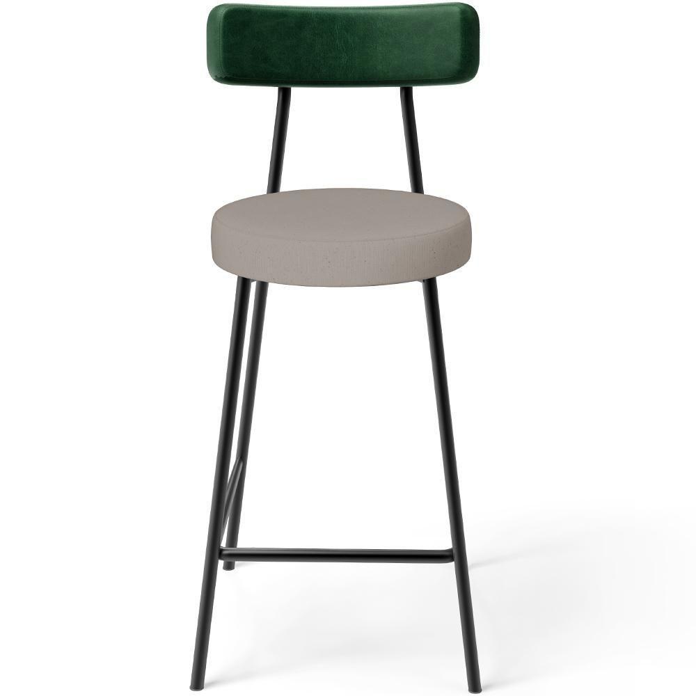 Kit 06 Banquetas Baixa Cozinha E Sala Jantar Bancada Milão L02 Facto Verde Linho Bege - Lyam Decor - 5