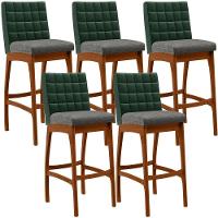 Kit 05 Banquetas Altas B04 Verde Musgo Cinza Escuro - 1