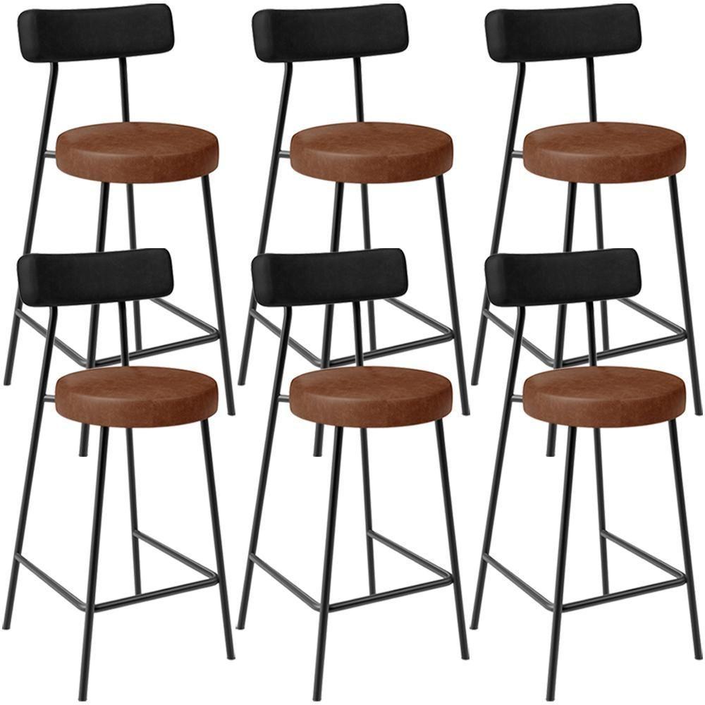 Kit 06 Banquetas Baixa Cozinha Sala Jantar Bancada Milão L02 Couríssimo Preto Marrom - Lyam Decor - 1