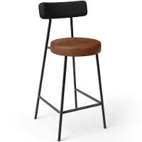 Kit 06 Banquetas Baixa Cozinha Sala Jantar Bancada Milão L02 Couríssimo Preto Marrom - Lyam Decor - 6