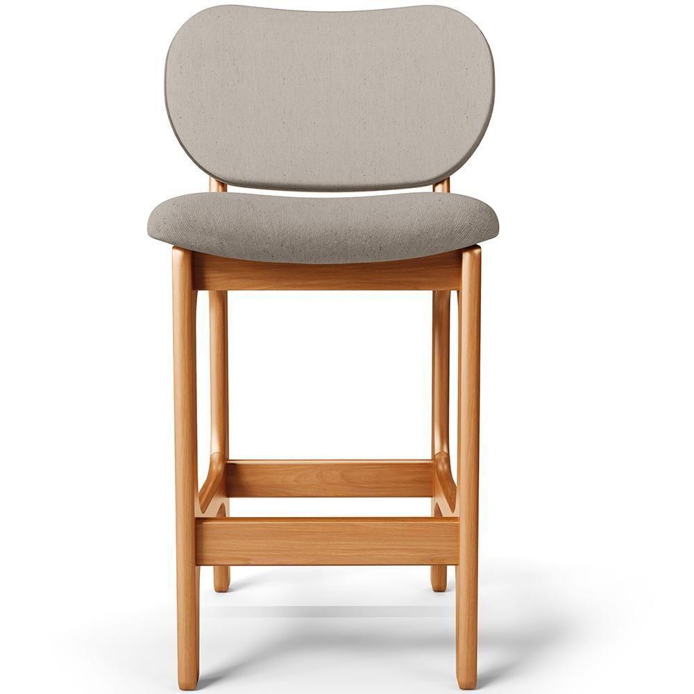 Kit 06 Banquetas Baixa Bar Cozinha E Sala De Jantar Fixa Betta L02 Imbuia Linho Bege - Lyam Decor - 7