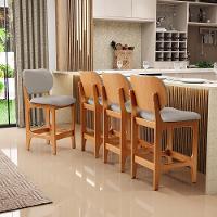 Kit 06 Banquetas Baixa Bar Cozinha E Sala De Jantar Fixa Betta L02 Imbuia Linho Bege - Lyam Decor - 6