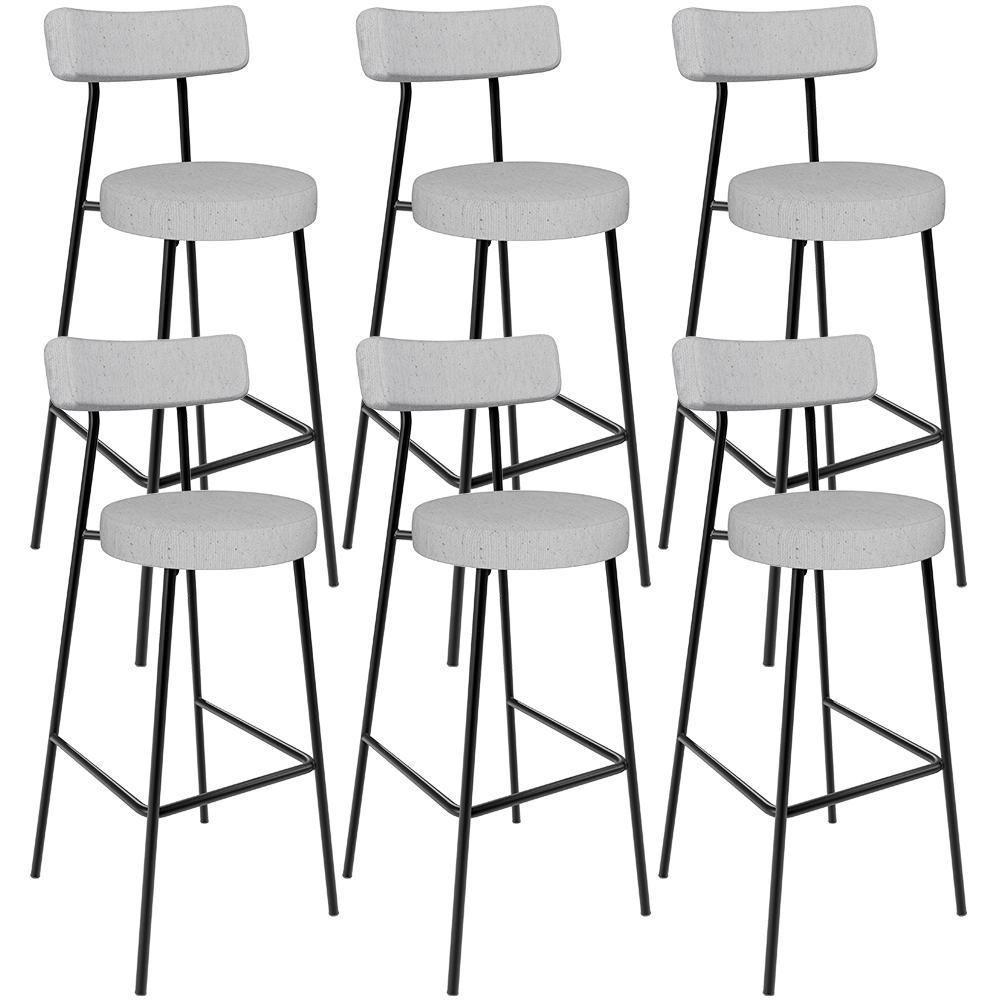 Kit 06 Banquetas Altas Cozinha Bar Sala De Jantar Em Aço Milão L02 Linho Cinza - Lyam Decor - 1