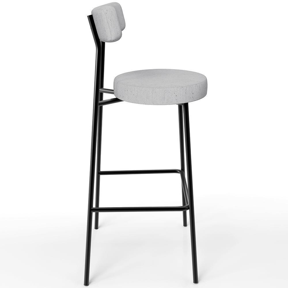 Kit 06 Banquetas Altas Cozinha Bar Sala De Jantar Em Aço Milão L02 Linho Cinza - Lyam Decor - 3