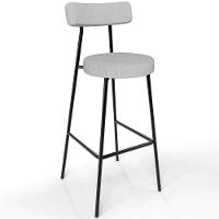 Kit 06 Banquetas Altas Cozinha Bar Sala De Jantar Em Aço Milão L02 Linho Cinza - Lyam Decor