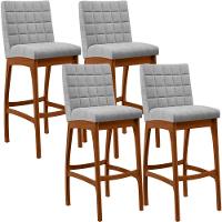 Kit 04 Banquetas Altas Cozinha B04 Bouclê Cinza - 1