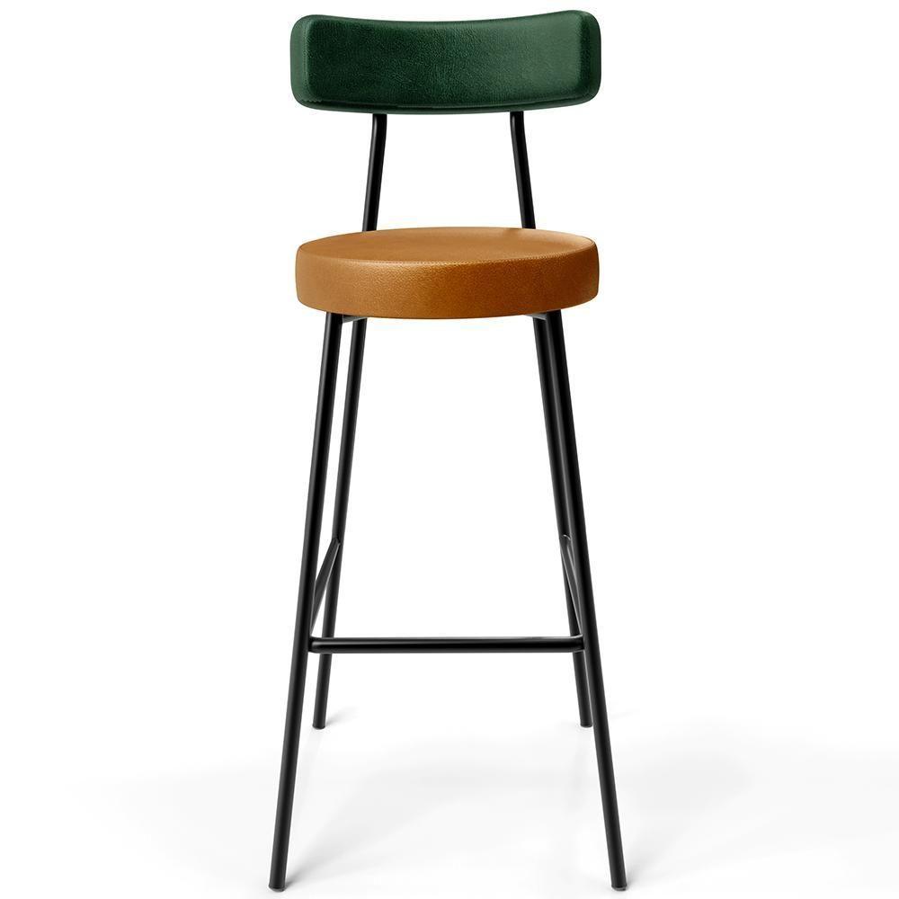 Kit 4 Banquetas Alta Cozinha Sala De Jantar Milão L02 Facto Verde Couríssimo Whisky - Lyam Decor - 4