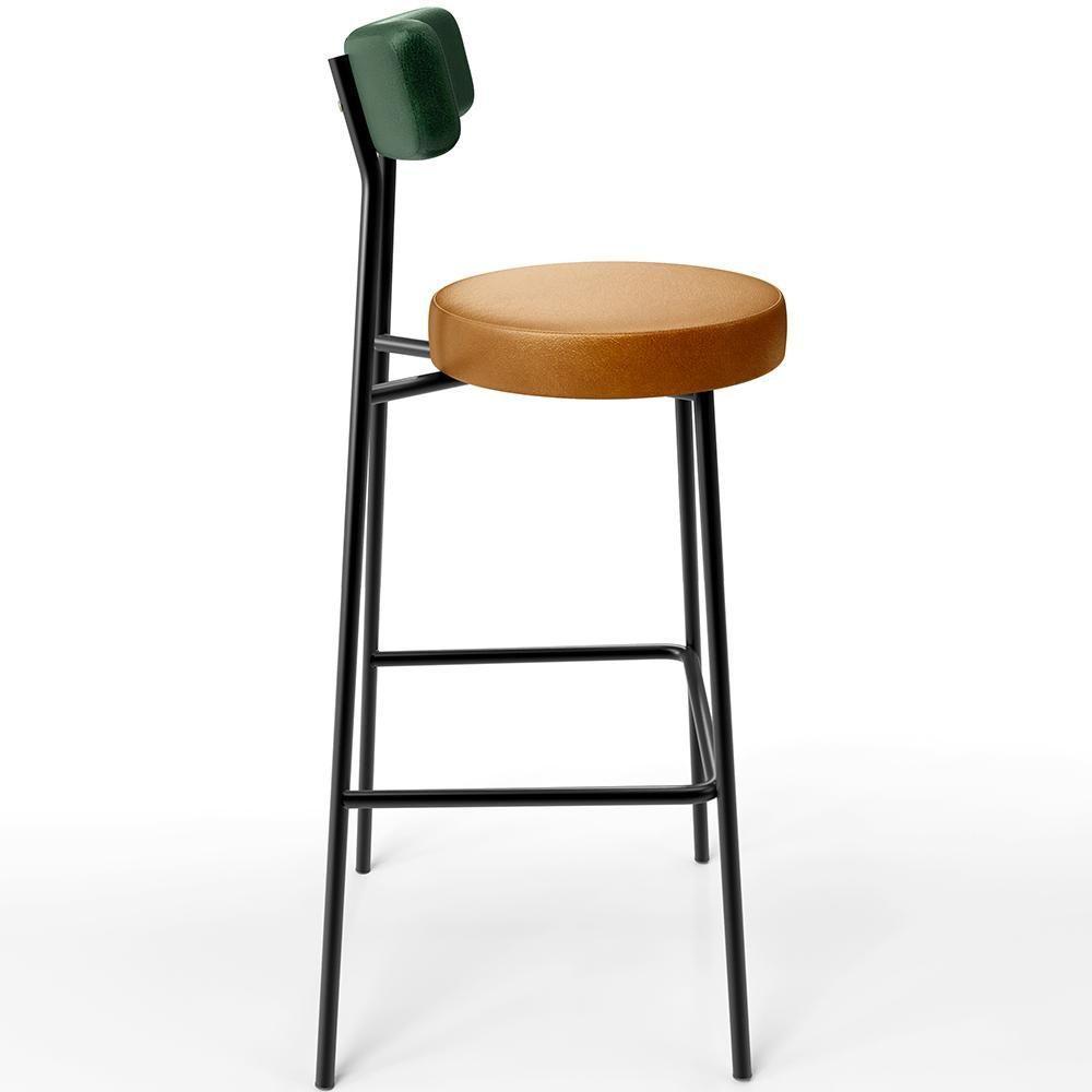 Kit 4 Banquetas Alta Cozinha Sala De Jantar Milão L02 Facto Verde Couríssimo Whisky - Lyam Decor - 5