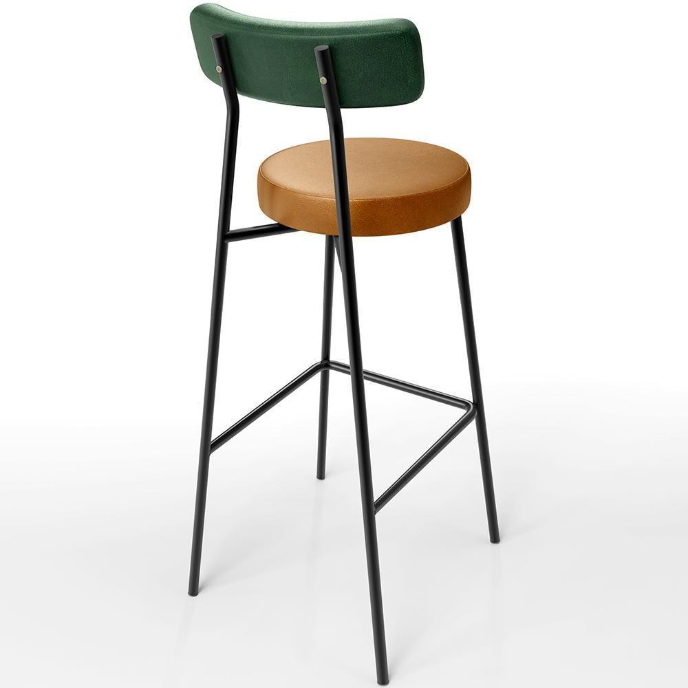 Kit 4 Banquetas Alta Cozinha Sala De Jantar Milão L02 Facto Verde Couríssimo Whisky - Lyam Decor - 8