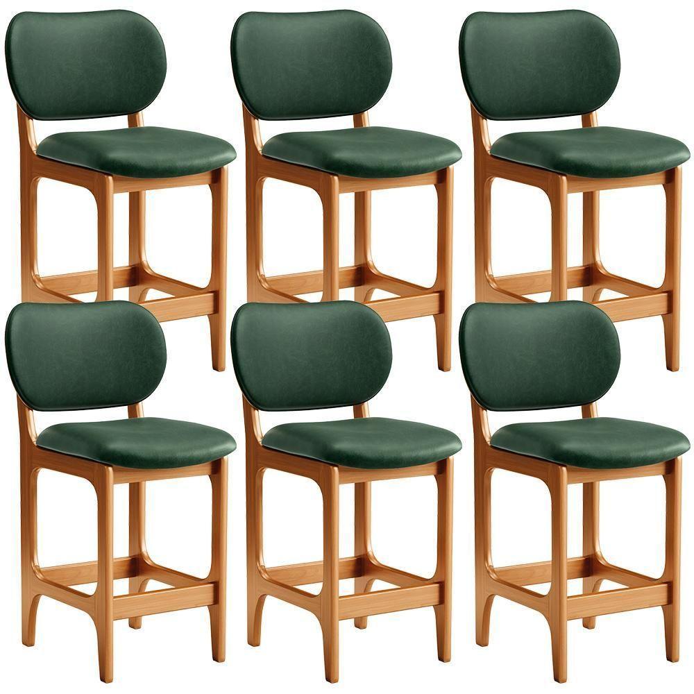 Kit 06 Banquetas Baixa Bar Cozinha E Sala De Jantar Fixa Betta L02 Imbuia Facto Verde Musgo - 1
