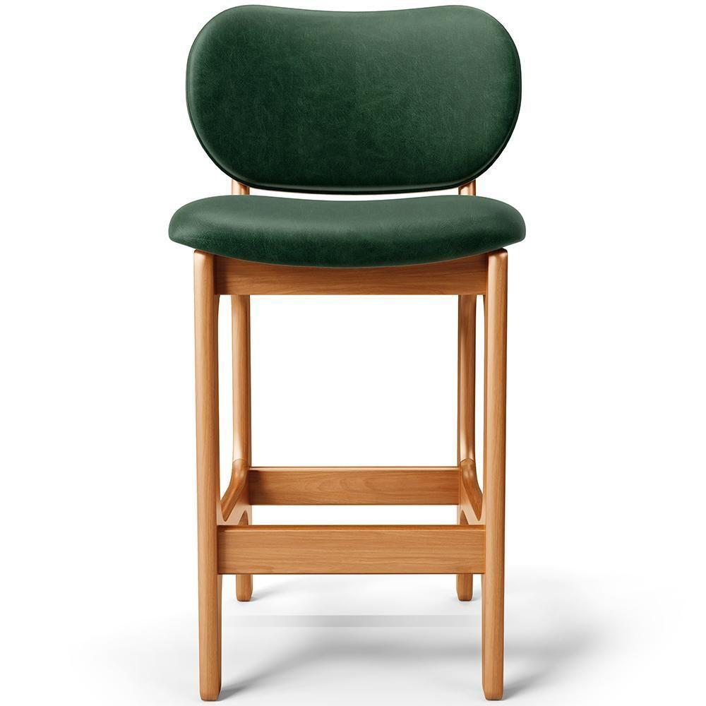 Kit 06 Banquetas Baixa Bar Cozinha E Sala De Jantar Fixa Betta L02 Imbuia Facto Verde Musgo - 7