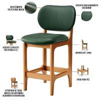 Kit 06 Banquetas Baixa Bar Cozinha E Sala De Jantar Fixa Betta L02 Imbuia Facto Verde Musgo - 2