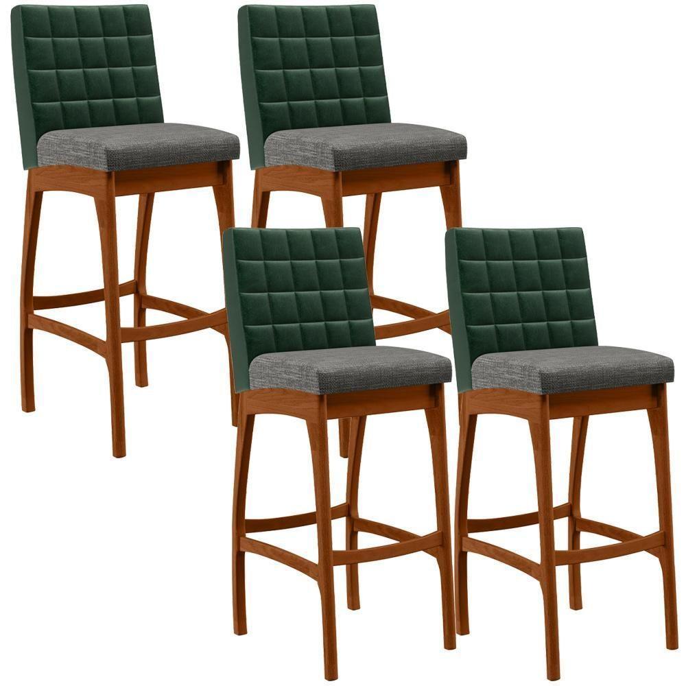 Kit 04 Banquetas Altas B04 Verde Musgo Cinza Escuro - 2