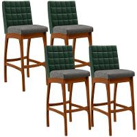 Kit 04 Banquetas Altas B04 Verde Musgo Cinza Escuro - 1