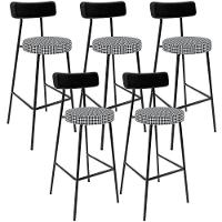 Kit 05 Banquetas Alta Cozinha Sala Jantar Em Aço Milão L02 Couríssimo Preto Pied Poule - Lyam Decor - 1