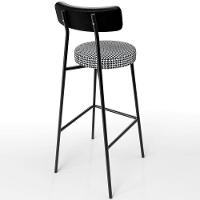 Kit 05 Banquetas Alta Cozinha Sala Jantar Em Aço Milão L02 Couríssimo Preto Pied Poule - Lyam Decor