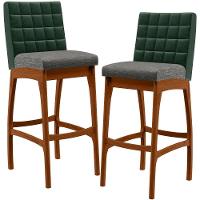 Kit 02 Banquetas Altas B04 Verde Musgo Cinza Escuro - 1