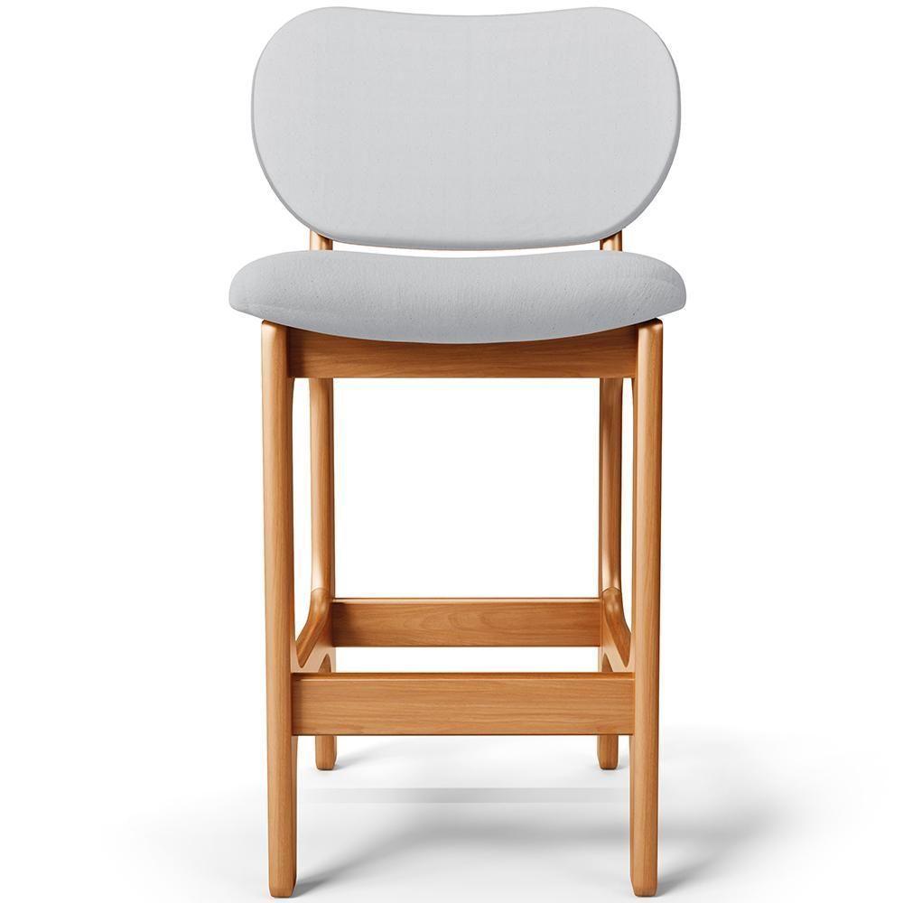 Kit 06 Banquetas Baixa Bar Cozinha E Sala De Jantar Fixa Betta L02 Imbuia Linho Cinza - Lyam Decor - 4