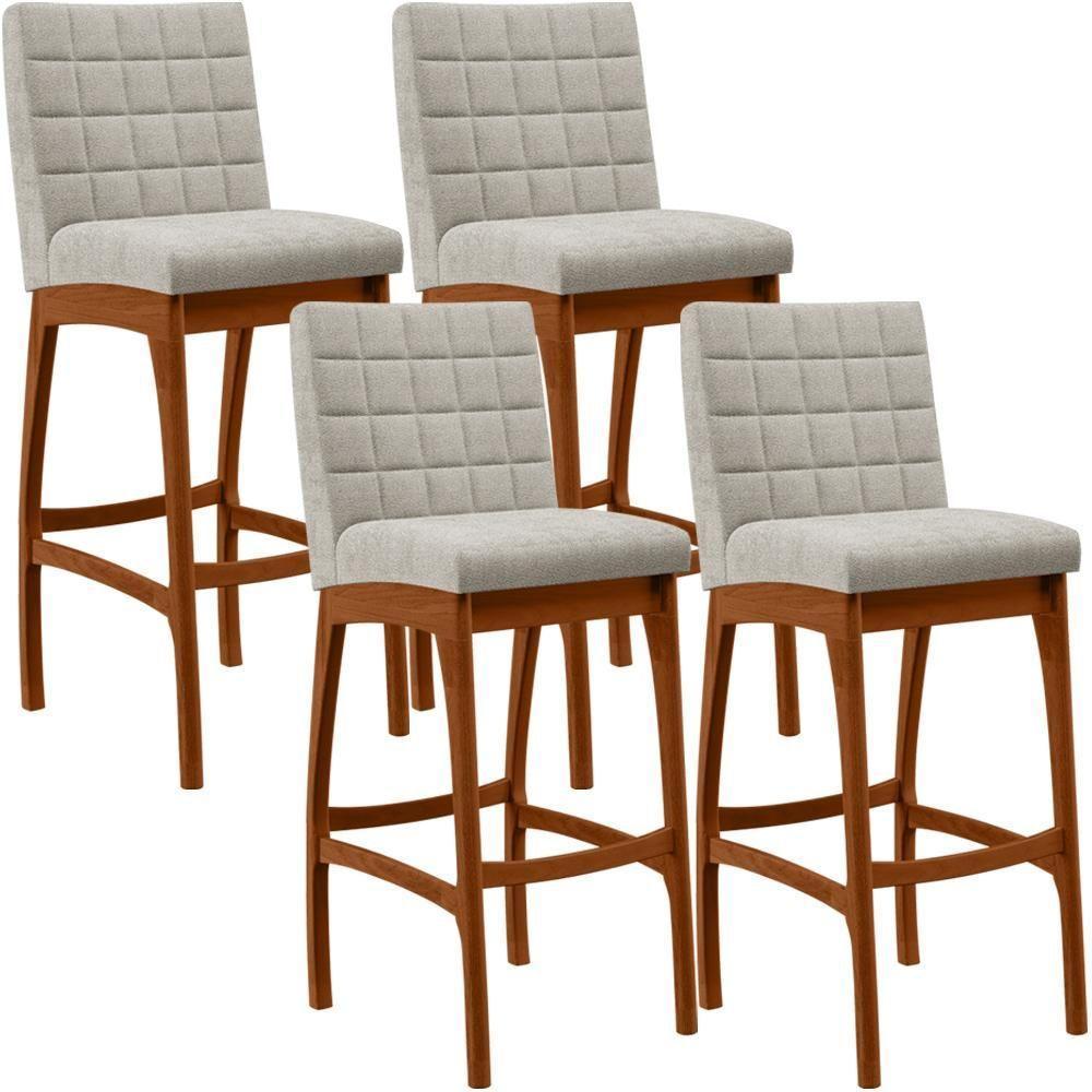 Kit 04 Banquetas Altas Cozinha B04 Bouclê Creme - 1