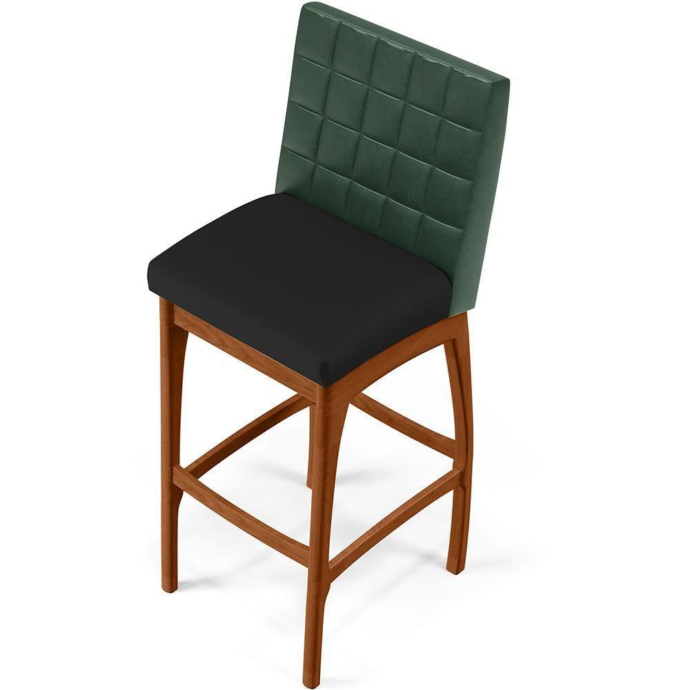 Kit 03 Banquetas Altas Mila Facto Verde Musgo Corano Preto - 3