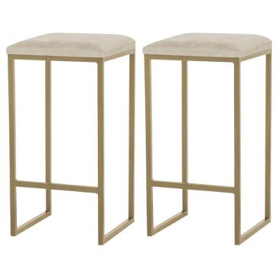 Kit 2 Banqueta Billie Base Gold Veludo Bege Gran Belo