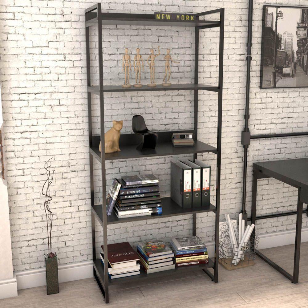 Estante Multiuso Escritório C01 187X80cm Preto Onix - 5