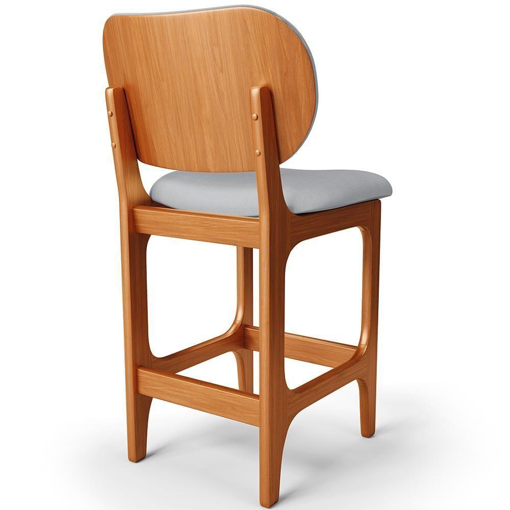 Kit 02 Banquetas Baixa Bar Cozinha E Sala De Jantar Fixa Betta L02 Imbuia Linho Cinza - 2
