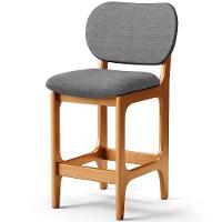 Banqueta Baixa Bar Cozinha E Sala De Jantar Fixa Betta L02 Imbuia Linho Cinza Escuro - 1