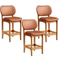 Kit 03 Banquetas Baixa Bar Cozinha E Sala De Jantar Fixa Betta L02 Imbuia Couríssimo Camel - 1