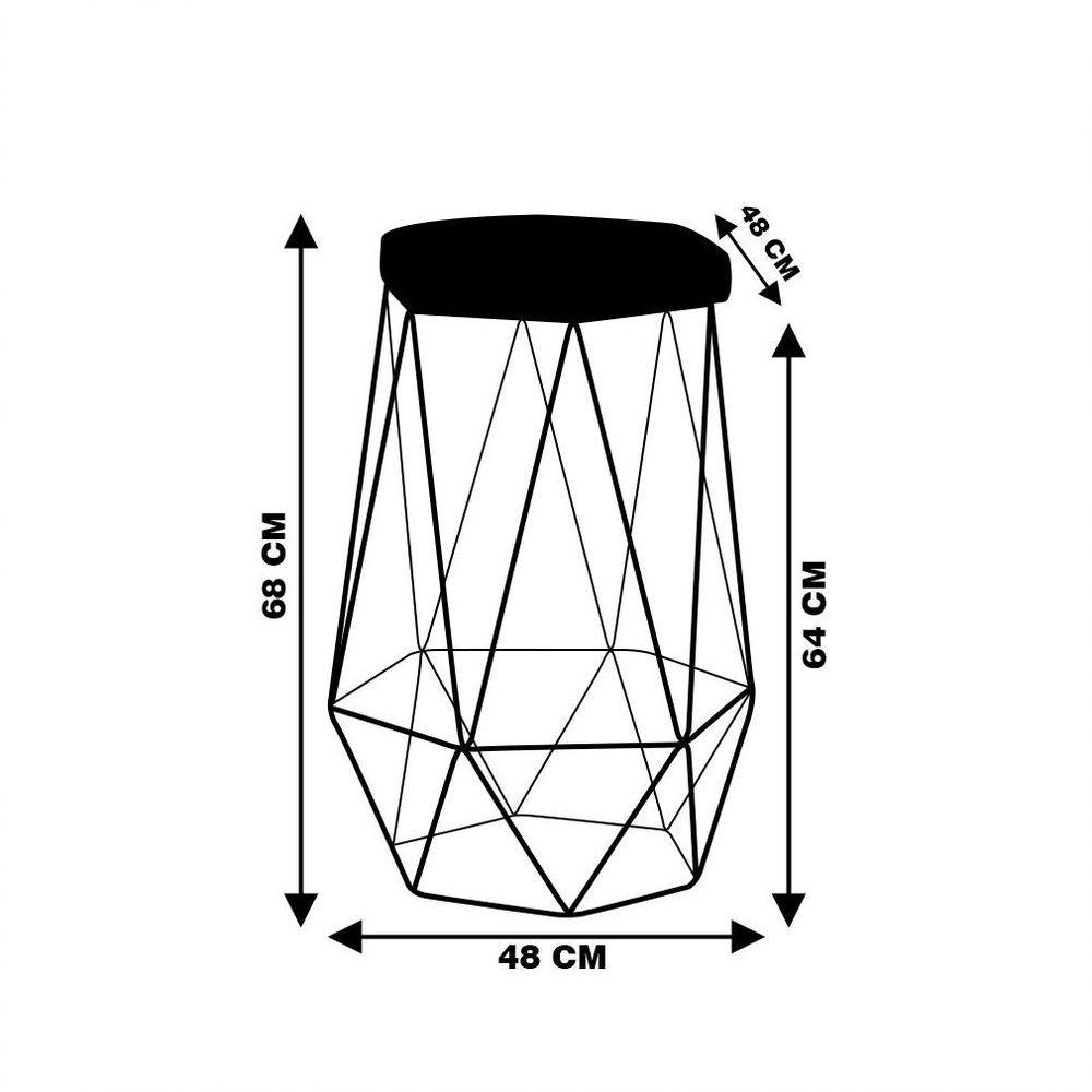 Kit 2 Banqueta Rubel Base Preta Veludo Cinza Gran Belo - 8