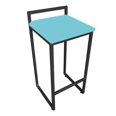 Banqueta Pietra Suede Azul Turquesa