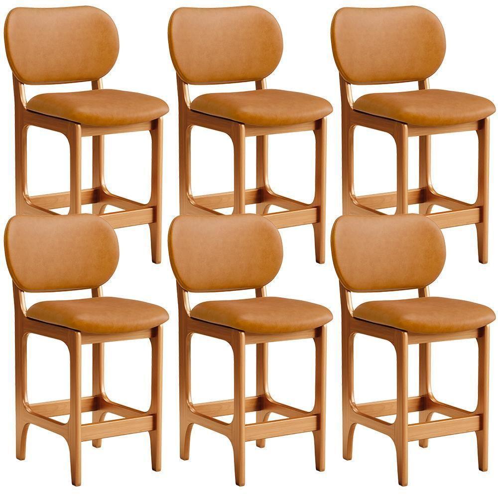 Kit 06 Banquetas Baixa Bar Cozinha E Sala De Jantar Fixa Betta L02 Imbuia Couríssimo Whisky - 1