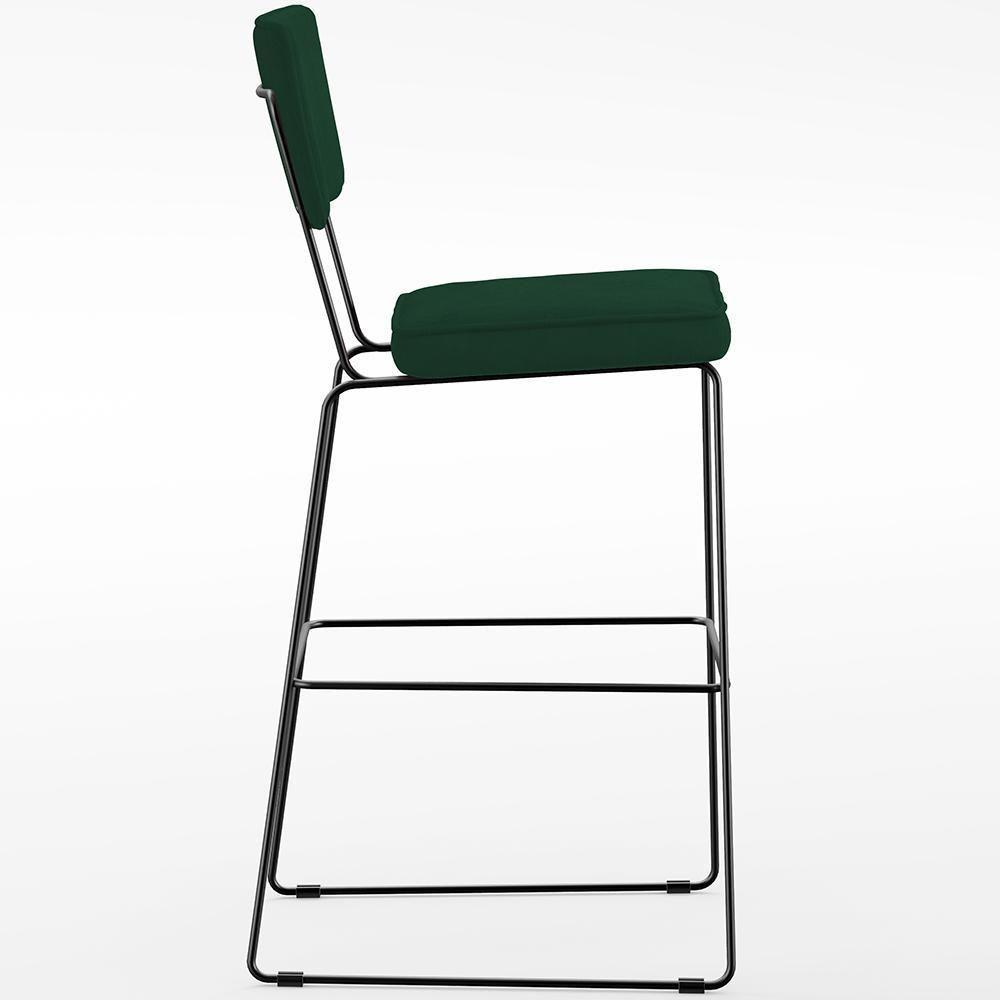 Kit 06 Banquetas Para Cozinha Sala De Jantar Base Em Aço Allana L02 Suede Verde Musgo - Lyam Decor - 6